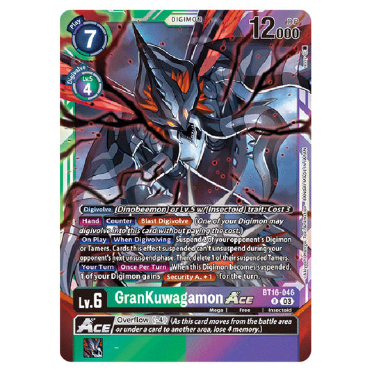 Digimon Card Game - BT16 Beginning Observer - GranKuwagamon ACE - (Rare) - BT16-046