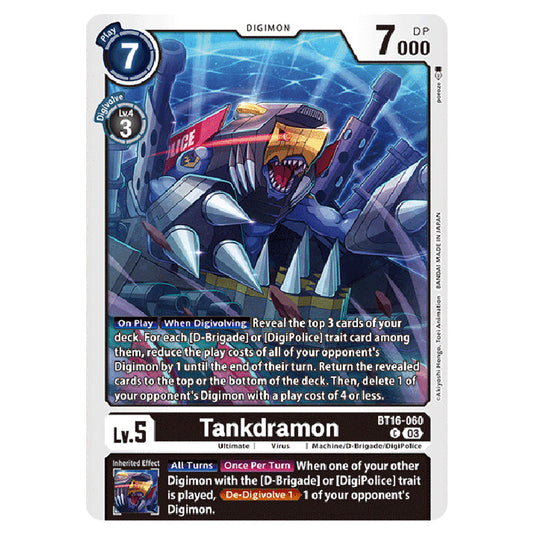 Digimon Card Game - BT16 Beginning Observer - Tankdramon - (Common) - BT16-060