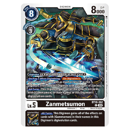 Digimon Card Game - BT16 Beginning Observer - Zanmetsumon - (Common) - BT16-062