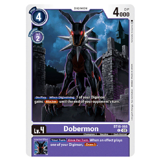 Digimon Card Game - BT16 Beginning Observer - Dobermon - (Common) - BT16-068