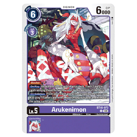 Digimon Card Game - BT16 Beginning Observer - Arukenimon - (Common) - BT16-072