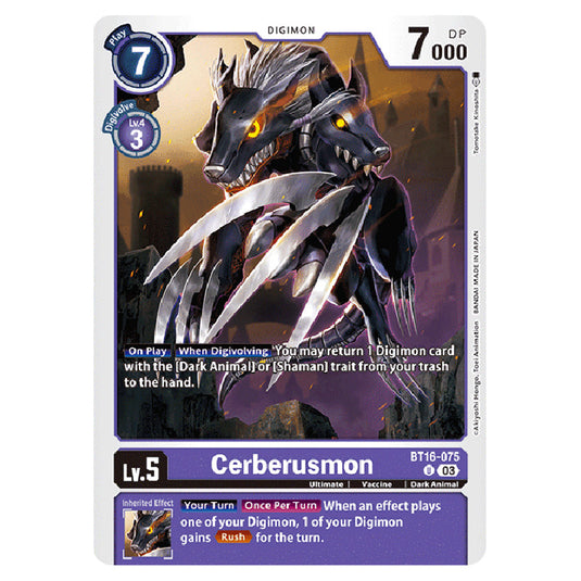 Digimon Card Game - BT16 Beginning Observer - Cerberusmon - (Uncommon) - BT16-075