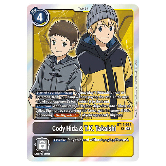 Digimon Card Game - BT16 Beginning Observer - Cody Hida & T.K. Takaishi - (Rare) - BT16-088