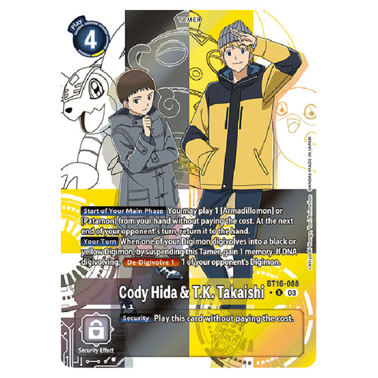 Digimon Card Game - BT16 Beginning Observer - Cody Hida & T.K. Takaishi - (Alternative Art) - BT16-088a