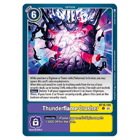 Digimon Card Game - BT16 Beginning Observer - Thunderflame Crusher - (Common) - BT16-100