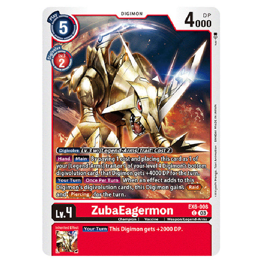 ZubaEagermon EX6-008 card from the Digimon set EX-06: Theme Booster Infernal Ascension