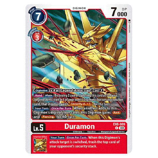Duramon EX6-009 card from the Digimon set EX-06: Theme Booster Infernal Ascension