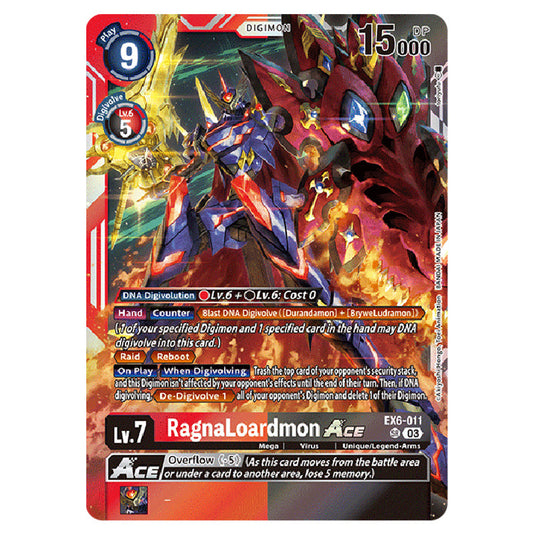 RagnaLoardmon Ace EX6-011 card from the Digimon set EX-06: Theme Booster Infernal Ascension