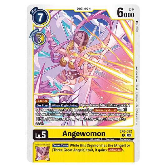 Angewomon EX6-022 card from the Digimon set EX-06: Theme Booster Infernal Ascension