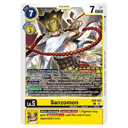 Sanzomon EX6-025 card from the Digimon set EX-06: Theme Booster Infernal Ascension