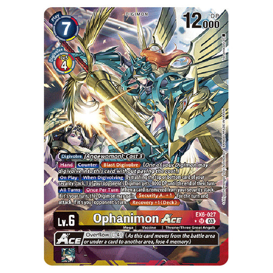 Ophanimon Ace EX6-027a card from the Digimon set EX-06: Theme Booster Infernal Ascension