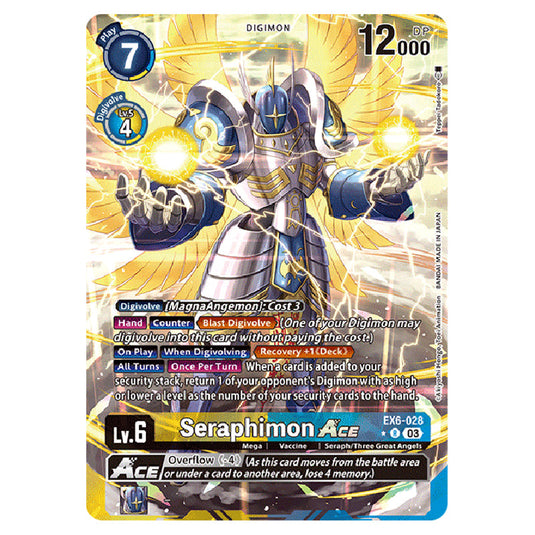 Seraphimon Ace EX6-028a card from the Digimon set EX-06: Theme Booster Infernal Ascension