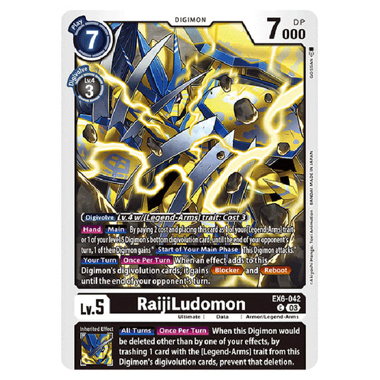 RaijiLudomon EX6-042 card from the Digimon set EX-06: Theme Booster Infernal Ascension