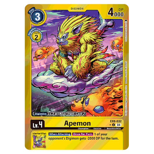 Apemon EX8-032a card from the Digimon set EX08 - Chain of Liberation