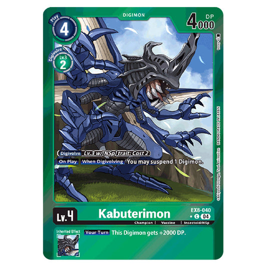 Kabuterimon EX8-040a card from the Digimon set EX08 - Chain of Liberation