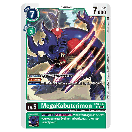 MegaKabuterimon EX8-042 card from the Digimon set EX08 - Chain of Liberation