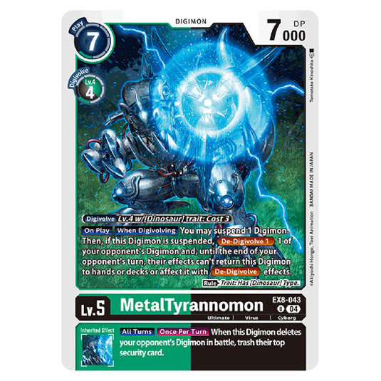 MetalTyrannomon EX8-043 card from the Digimon set EX08 - Chain of Liberation