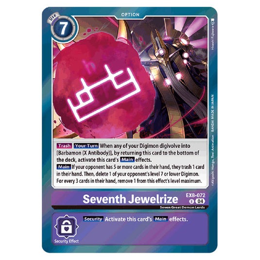 Seventh Jewelrize EX8-072 card from the Digimon set EX08 - Chain of Liberation