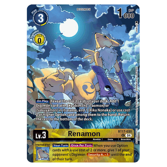 Renamon BT17-031 card from the Digimon set EX08 - Chain of Liberation