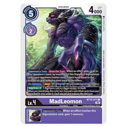 Digimon Card Game - BT10 - Xros Encounter - MadLeomon (C) - BT10-077