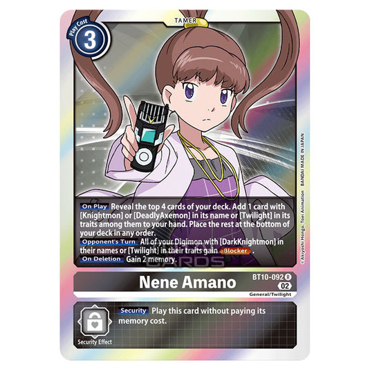 Digimon Card Game - BT10 - Xros Encounter - Nene Amano (R) - BT10-092