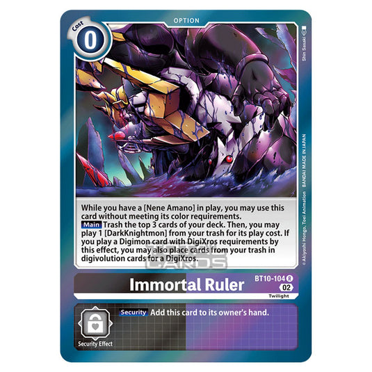 Digimon Card Game - BT10 - Xros Encounter - Immortal Ruler (R) - BT10-104