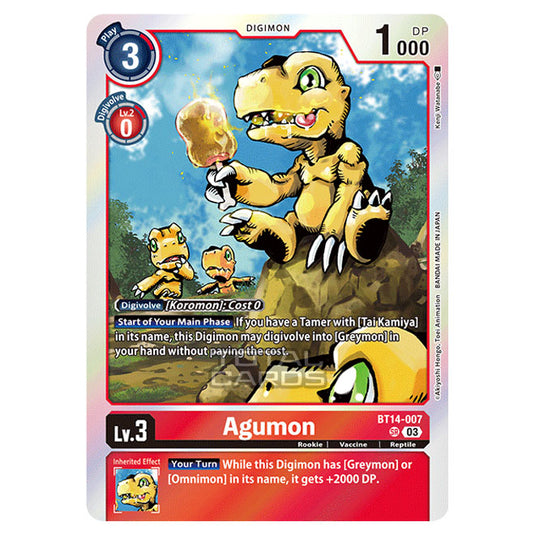 Digimon Card Game - BT14 - Blast Ace - Agumon - (Super Rare) - BT14-007a