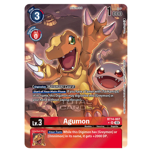 Digimon Card Game - BT14 - Blast Ace - Agumon - (Alternative Art) - BT14-007b