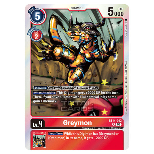 Digimon Card Game - BT14 - Blast Ace - Greymon - (Rare) - BT14-012