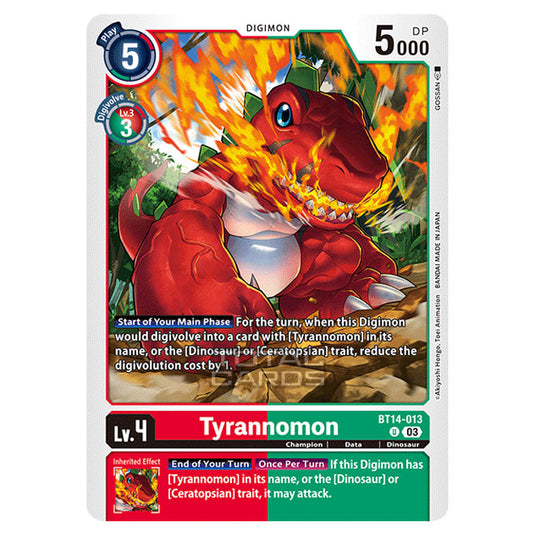 Digimon Card Game - BT14 - Blast Ace - Tyrannomon - (Uncommon) - BT14-013