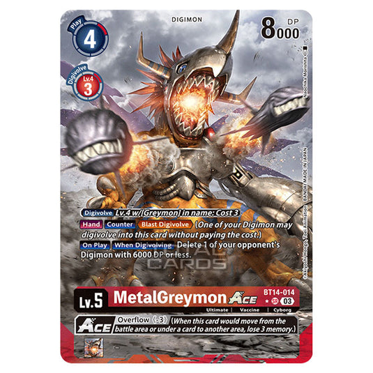 Digimon Card Game - BT14 - Blast Ace - MetalGreymon - (Alternative Art) - BT14-014b