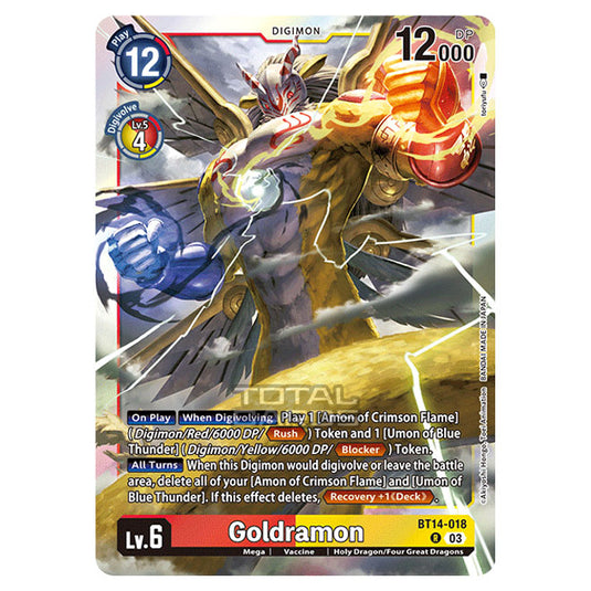 Digimon Card Game - BT14 - Blast Ace - Goldramon - (Rare) - BT14-018