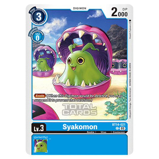 Digimon Card Game - BT14 - Blast Ace - Syakomon - (Common) - BT14-021