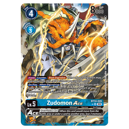 Digimon Card Game - BT14 - Blast Ace - Zudomon - (Alternative Art) - BT14-026b