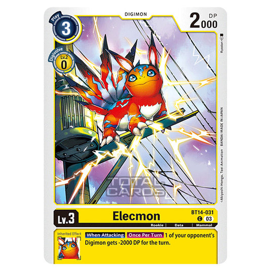 Digimon Card Game - BT14 - Blast Ace - Elecmon - (Common) - BT14-031