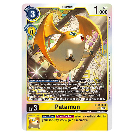 Digimon Card Game - BT14 - Blast Ace - Patamon - (Super Rare) - BT14-033a