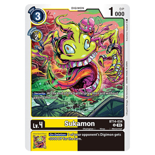 Digimon Card Game - BT14 - Blast Ace - Sukamon - (Uncommon) - BT14-034