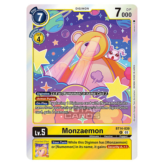 Digimon Card Game - BT14 - Blast Ace - Monzaemon - (Rare) - BT14-039
