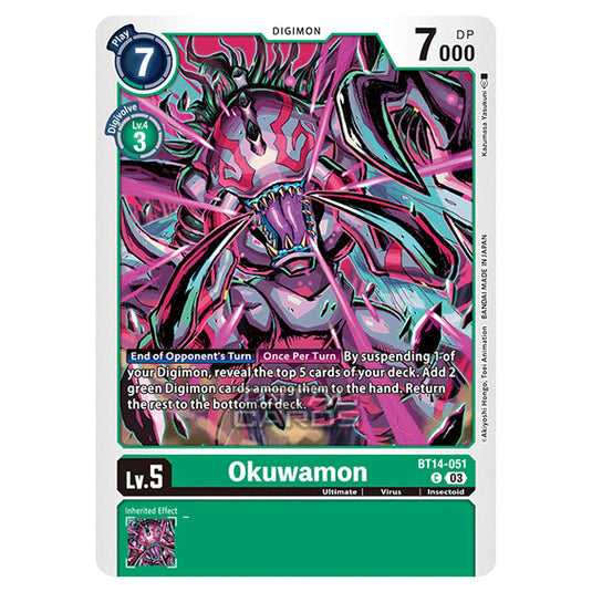 Digimon Card Game - BT14 - Blast Ace - Okuwamon - (Common) - BT14-051