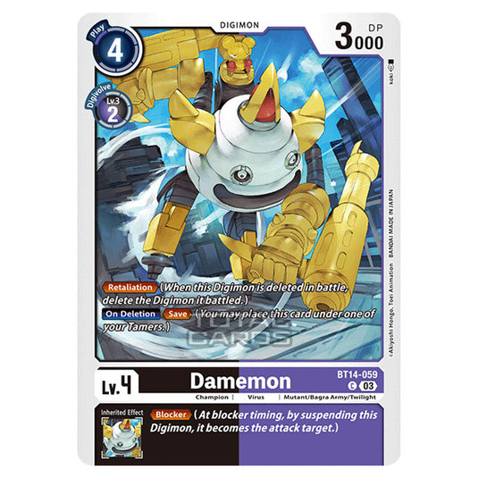 Digimon Card Game - BT14 - Blast Ace - Damemon - (Common) - BT14-059