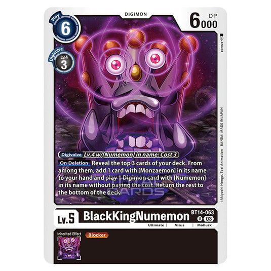 Digimon Card Game - BT14 - Blast Ace - BlackKingNumemon - (Uncommon) - BT14-063