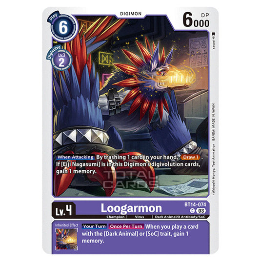 Digimon Card Game - BT14 - Blast Ace - Loogarmon - (Common) - BT14-074