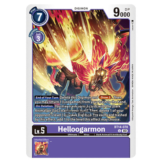 Digimon Card Game - BT14 - Blast Ace - Helloogarmon - (Uncommon) - BT14-078