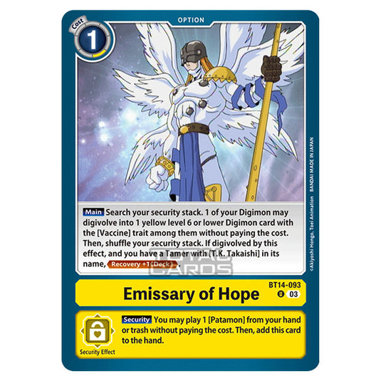 Digimon Card Game - BT14 - Blast Ace - Emissary of Hope - (Uncommon) - BT14-093