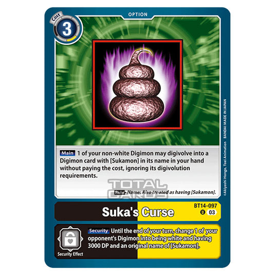 Digimon Card Game - BT14 - Blast Ace - Suka's Curse - (Uncommon) - BT14-097