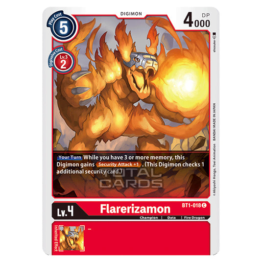 Digimon Card Game - Release Special Booster Ver.1.0 (BT01-03) - Flarerizamon (Common) - BT1-018