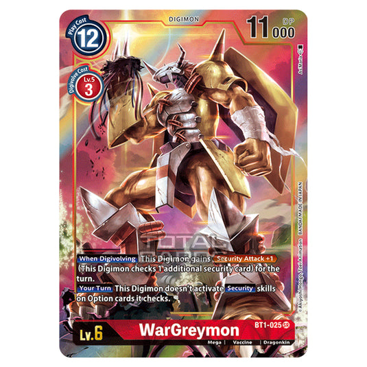 Digimon Card Game - Release Special Booster Ver.1.0 (BT01-03) - WarGreymon (Alternative Art) (Super Rare) - BT1-025A