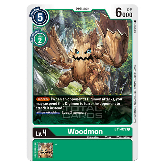 Digimon Card Game - Release Special Booster Ver.1.0 (BT01-03) - Woodmon (Uncommon) - BT1-072