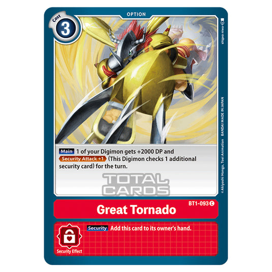 Digimon Card Game - Release Special Booster Ver.1.0 (BT01-03) - Great Tornado (Common) - BT1-093