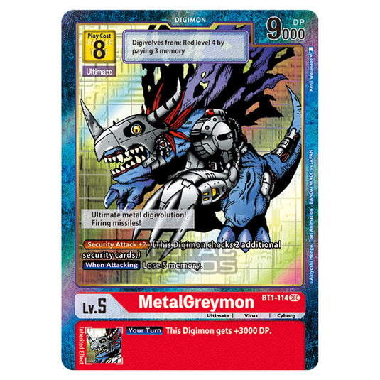 Digimon Card Game - Release Special Booster Ver.1.0 (BT01-03) - MetalGreymon (Alternate Art) (Secret Rare) - BT1-114A